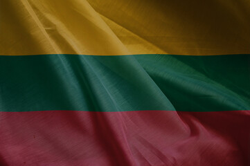 national wavy fabric flag of  LITHUANIA