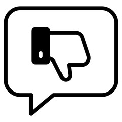 bad review, thumb down with speech bubble