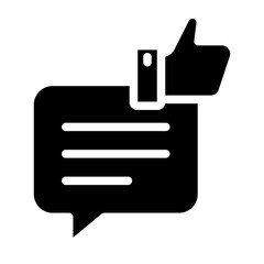 good review, thumb up with speech bubble