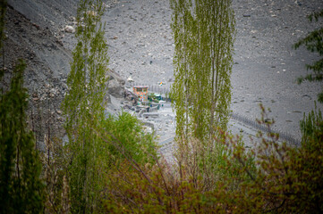 View of Pakistan Village behind India Pakistan Border from Turtuk. Turtuk is the last village of India on the India- Pakistan Border situated in the Nubra Valley region in Ladakh,India