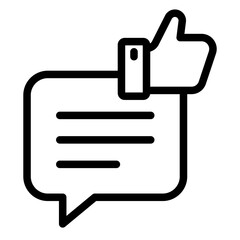good review, thumb up with speech bubble