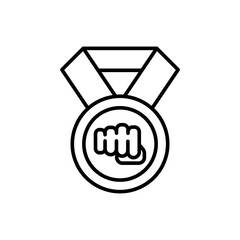 Fighting medal outline icons, minimalist vector illustration ,simple transparent graphic element .Isolated on white background