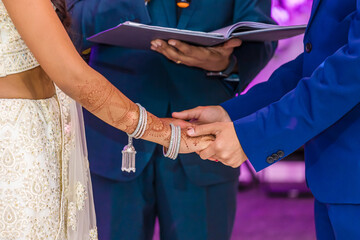 Indian couple's holding hands close up