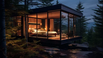 Foto op Canvas Canadian Wilderness Cabin A minimalist off-grid cabinet outdoor © BornHappy