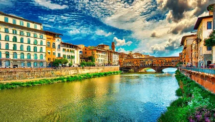 Fototapete Ponte Vecchio architecture of florence, a beautiful old city on the river