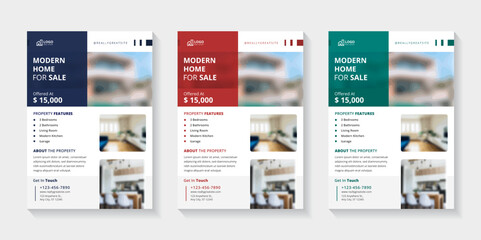 Real estate flyer design template set, real estate print template