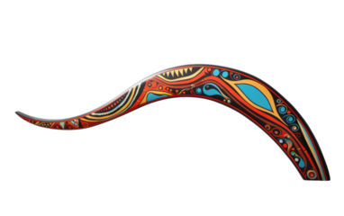 Capturing Culture in Hand-Painted Boomerang Wall Art on White or PNG Transparent Background