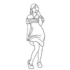 girl in dress is posting