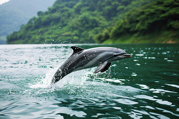 Obraz premium porpoise swimming gracefully in the Yangtze River.