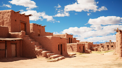 New Mexico Adobe Pueblo This traditional pueblo feat history dessert - obrazy, fototapety, plakaty