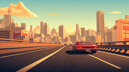 Retro Racer A fast-paced racing game with a retro - obrazy, fototapety, plakaty
