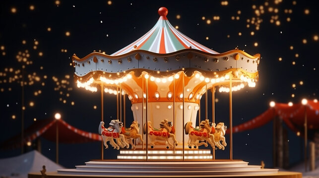 Children's carousel with horses