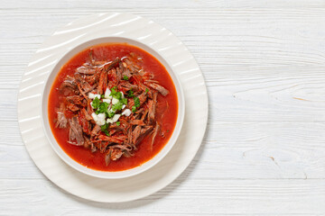 birria de res, mexican beef stew in pepper sauce