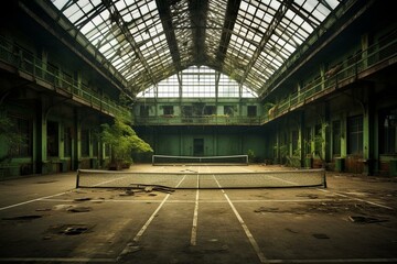 Empty tennis court. Generative AI