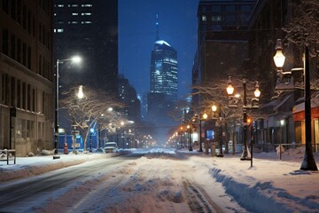 Fototapeta na wymiar Winter scene in Cleveland. Generative AI