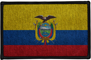 Fototapeta premium embroidered country flag sewn patch of ECUADOR