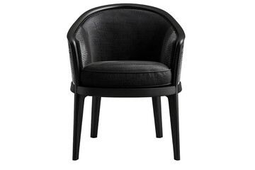 Isolated Black Leather Chair in Stylish with Wooden Elements, Ideal for Comfortable Home or Office Seating