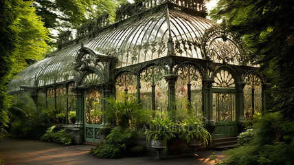 London Victorian Greenhouse An elegant greenhouse - obrazy, fototapety, plakaty