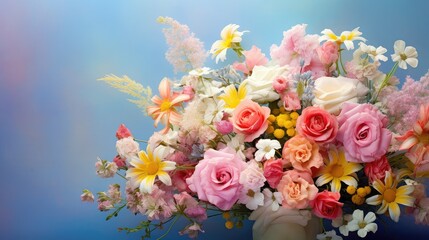 Obraz na płótnie Canvas floral bouquet flower background illustration arrangement garden, nature spring, colorful vibrant floral bouquet flower background