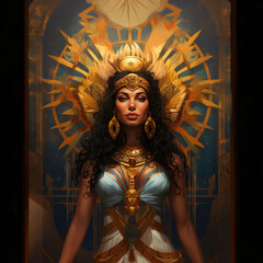 
Illustration of Hathor, goddess of love and joy - obrazy, fototapety, plakaty