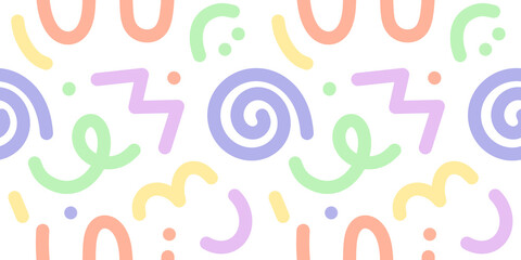 minimal doodle pastel colourful cute funny simple line seamless pattern childish style Confetti Celebration Party for print background wallpaper backdrop cover book nursery back to school