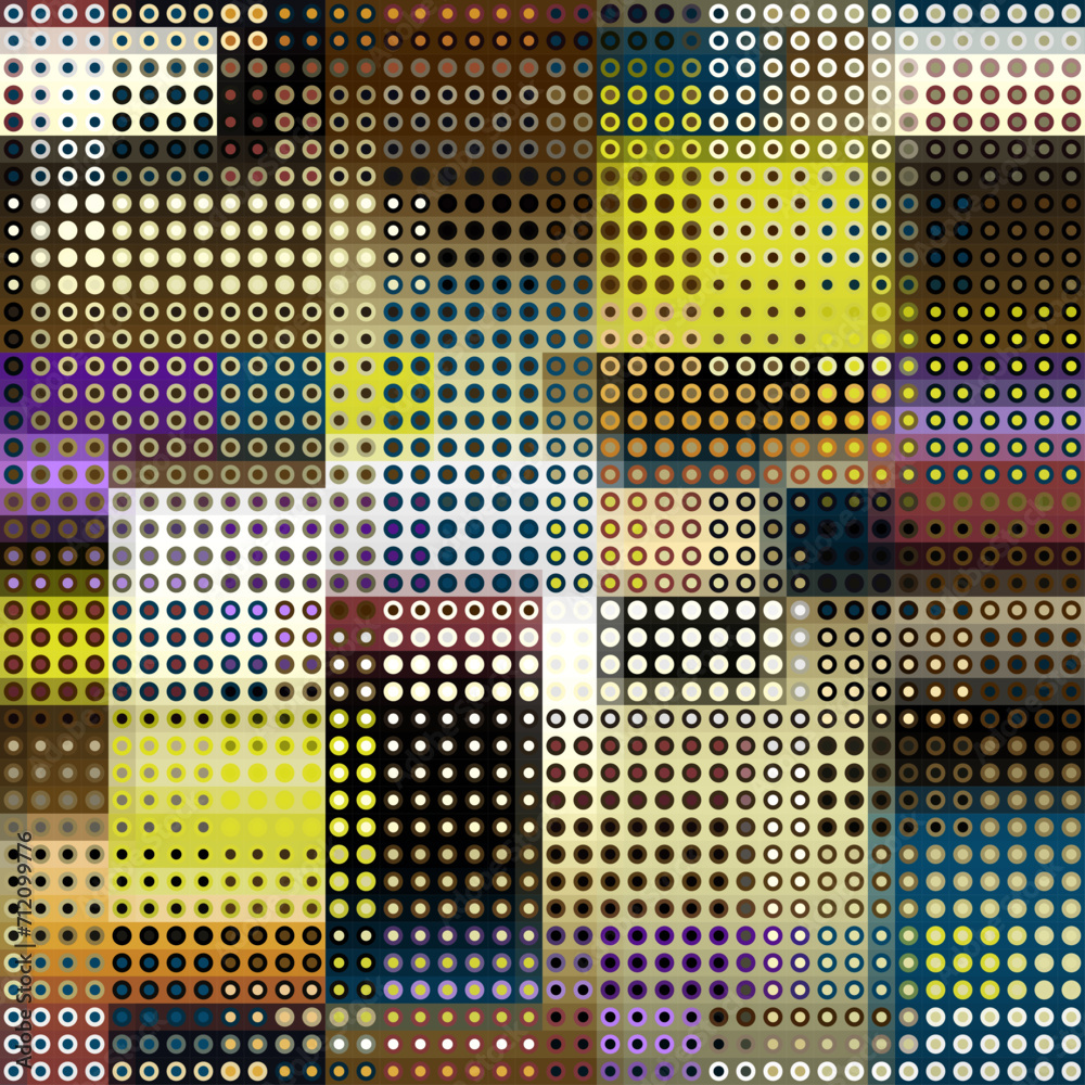 Poster Seamless geometric vector pattern. Dots overlay style. Abstract background pixel art texture