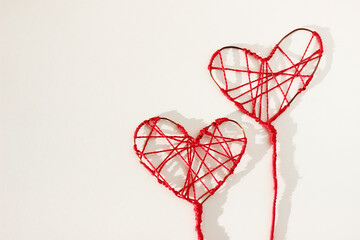 Hearts, Love Symbol on White Background. St. Valentine's Day Concept. Romantic Holiday Background.