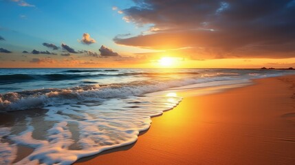 Fototapeta na wymiar sand sun ocean background illustration summer paradise, relaxation vacation, coast horizon sand sun ocean background