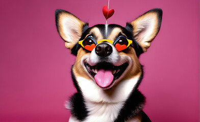 Valentien's day, dog, heart, simple background. Generative AI