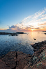 Rocks at sunrise at the sea wide angle
