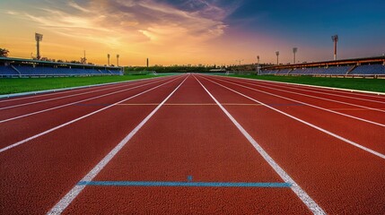 smooth surface running track, Athletics stadium, ready for runners 