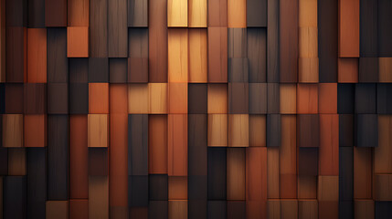 Wooden cubes pattern background 3d illustration square,dark wood texture background. abstract wooden texture.