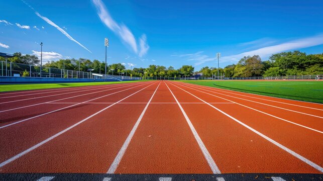 smooth surface running track, Athletics stadium, ready for runners 