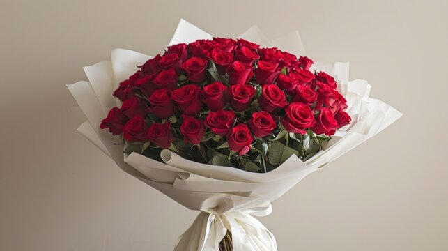 A captivating bouquet featuring 52 red roses