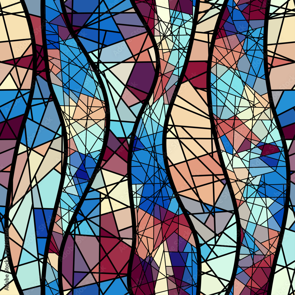 Poster Vector seamless mosaic tile pattern. Art background. Vector pattern