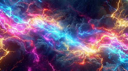 lightning strike colored 3d rendering element