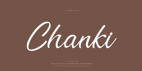 Abstract Fashion font alphabet. Minimal modern urban fonts for logo, brand etc. Typography Calligraphy typeface uppercase lowercase and number. vector illustration
