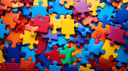 Puzzle Pieces Mind Bender Interlocking puzzle piece idea intelegence - obrazy, fototapety, plakaty