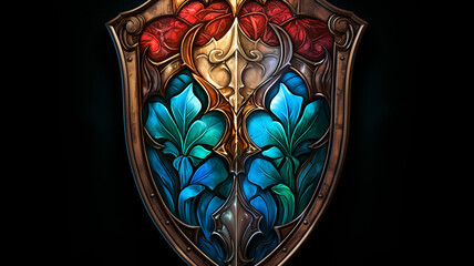 Stained Glass Knights Shield A stained glass style