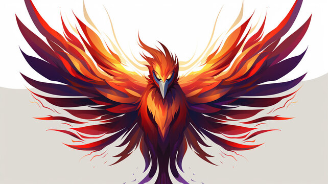 Vector Illustration Fiery Phoenix A sharp angular
