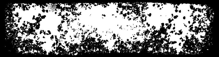 Hand drawn vector grungy overlay design element. Distressed sponge stamp effect, splatter sprinkle texture. White grunge artistic overlay, stain element isolated on black background. Grainy texture