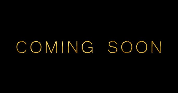 
Coming Soon 4K typographic announcement golden shiny glittering text animation. Promotion discount and sale text motion graphic. Advertisement Golden film movie broadcast alert title reveal footage.
