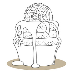 Embark on a delightful journey with this black-and-white cupcake coloring illustration. Brimming with cuteness, intricate details, and delicious charm, it invites you to unleash your creativity