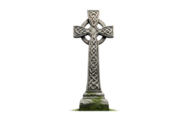 Irish High Cross Garden Statue on White or PNG Transparent Background