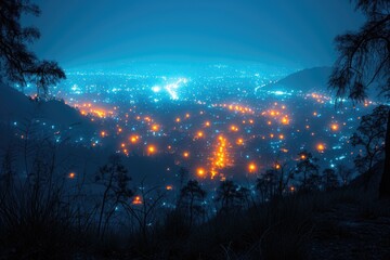Obraz premium a city lit up at night professional photography