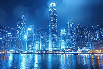 Obraz premium miasto oświetlone nocą profesjonalna fotografia