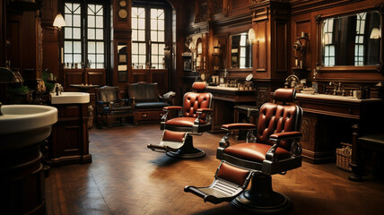 Classic English Barber Shop A traditional English barbershop - obrazy, fototapety, plakaty