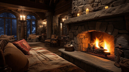 Cozy Alpine Lodge Spa A spa styled as a cozy alpine - obrazy, fototapety, plakaty