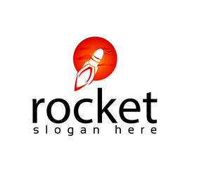 the rocket's shadow pierced the round twilight sky logo design template