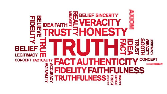 Truth animated tag word cloud;text design animation kinetic typography seamless loop.
